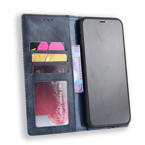 Vintage Wallet Stijl Kunstleer leder Cover Case iPhone XS Max hoesje - Blauw