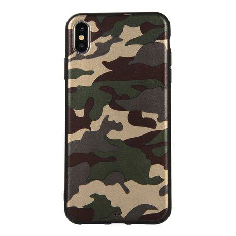 Camouflage TPU camo hoesje leger iPhone XS Max - Army Groen
