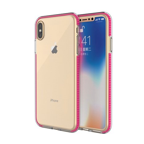 Beschermend gekleurde rand hoesje iPhone XS Max Case TPE TPU back cover - Roze