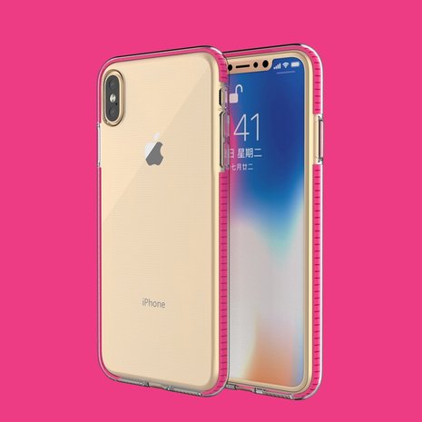Beschermend gekleurde rand hoesje iPhone XS Max Case TPE TPU back cover - Roze
