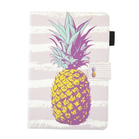 Ananas pineapple flipcase leder klaphoes iPad mini 1 2 3 4 5 - Lichtroze Wit