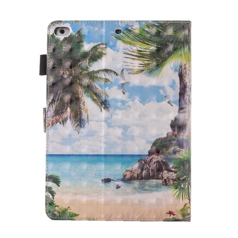 Strand tropisch eiland flipcase leder hoes iPad mini 1 2 3 4 5 - Blauw Groen