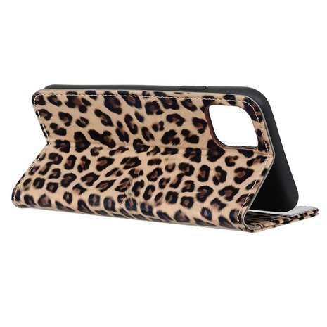 Luipaard hoesje panter wallet bookcase iPhone 11 - Bruin