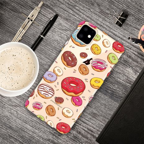 Vrolijk Flexibel Donuts Hoesje iPhone 11 TPU case - Doorzichtig