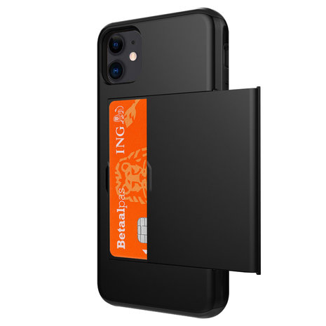 Secret Pasjeshouder hoesje portemonnee TPU hardcase iPhone 11 - Zwart