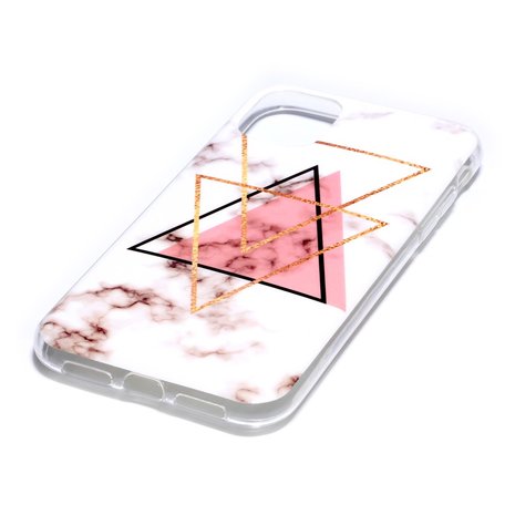 Marmer Patroon Driehoek Goud Roze Zwart Figuur Creatief iPhone 11 TPU case