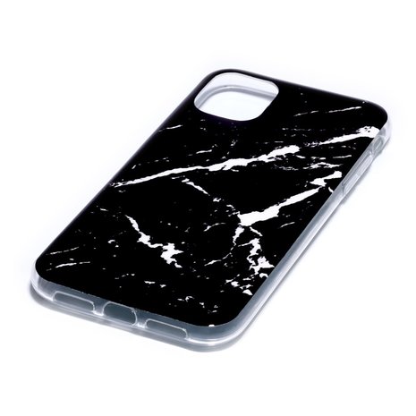 Marmer Patroon Natuursteen Zwart Hoesje Case iPhone 11