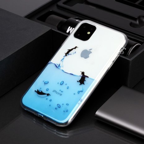 Pinguin hoesje TPU case iPhone 11 - Transparant