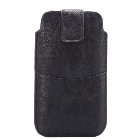 Lychee Lederen Textuur Universele telefoon Pouch insteekhoesje 5.5-inch - 6.0-inch - Zwart