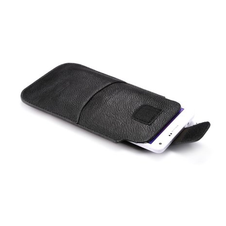 Lychee Lederen Textuur Universele telefoon Pouch insteekhoesje 5.5-inch - 6.0-inch - Zwart