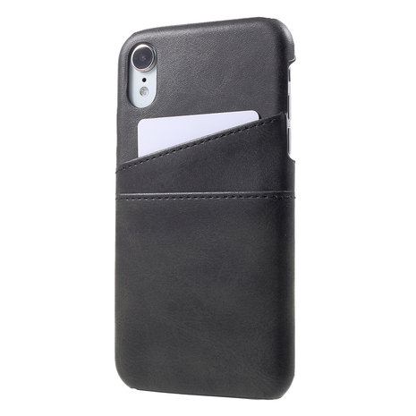 Lederen Portemonnee Wallet iPhone XR Hoesje Zwart Pasjes