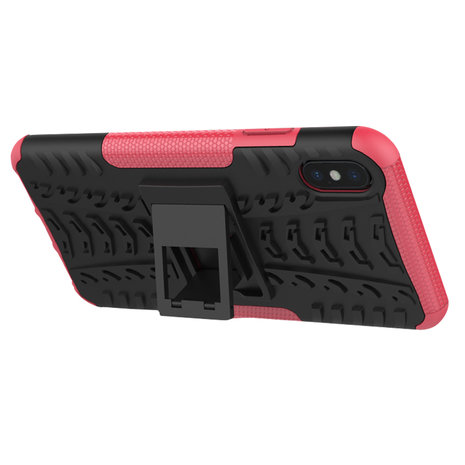 Bandenprofiel hoesje TPU Polycarbonaar iPhone XS Max case - Zwart Roze Bescherming
