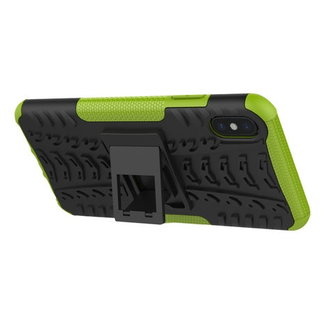 Bandenprofiel hoesje TPU Polycarbonaar iPhone XS Max case - Zwart Groen Bescherming