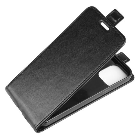 Flip case kunstleer hoesje voor iPhone 12 en iPhone 12 Pro - zwart