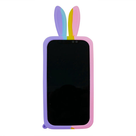 Bunny Pop Fidget Bubble siliconen hoesje voor iPhone XS Max - roze, geel, blauw en paars