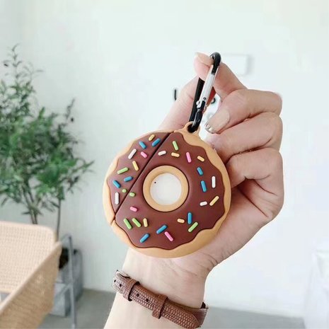 Donut siliconen donut versiersels hoesje voor AirPods 1 en 2 - bruin