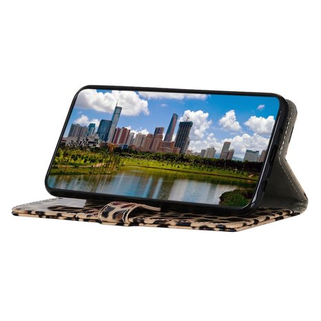 Wallet Bookcase kunstleer luipaardprint hoesje voor iPhone 13 Pro Max - bruin