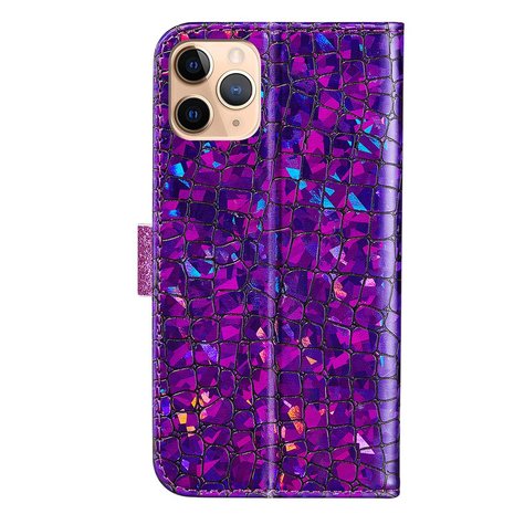 Glitter krokodil kunstleer glitters hoesje voor iPhone 13 Pro Max - paars