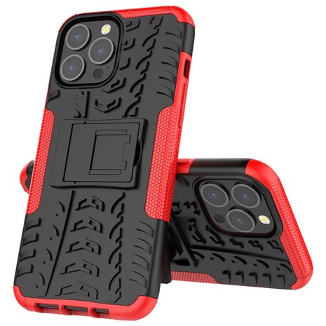 Shockproof TPU met stevig hoesje voor iPhone 13 Pro Max - rood en zwart