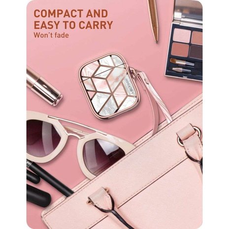 Supcase Cosmo natuursteen hoesje voor AirPods 1 en 2 - roze