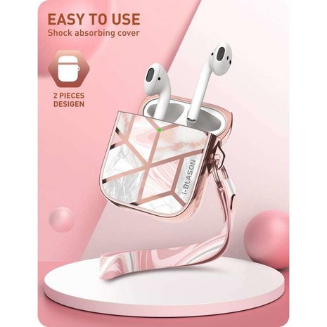 Supcase Cosmo natuursteen hoesje voor AirPods 1 en 2 - roze
