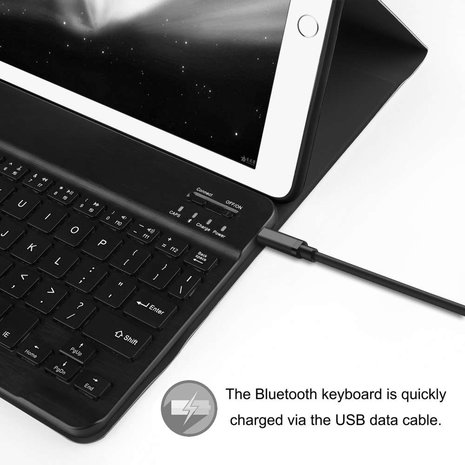 Just in Case Premium Bluetooth Keyboard QWERTY kunstleer hoes voor iPad 9.7 (2017 2018) - zwart