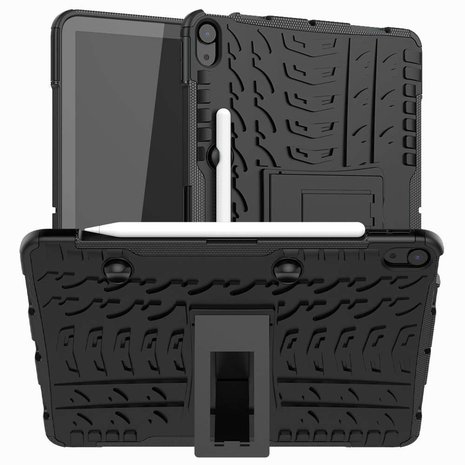 Just in Case Rugged Hybrid PU en TPU hoes voor iPad Air 4 10.9 2020 & iPad Air 5 2022 - zwart