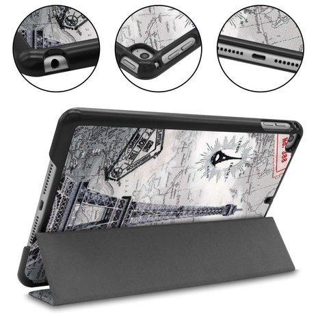 Just in Case Smart Tri-Fold kunstleer hoes voor iPad mini 4 en 5 - grijs en zwart