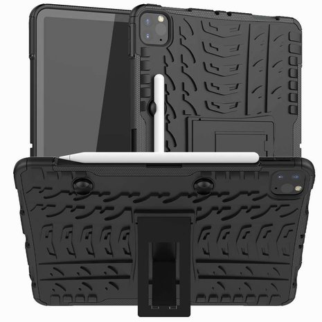 Just in Case Rugged Hybrid PU en TPU hoes voor iPad Pro 11 (2018 2020 2021) - zwart