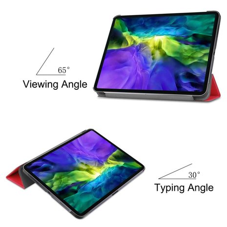 Just in Case Smart Tri-Fold kunstleer hoes voor iPad Pro 12.9 (2018 2020) - rood
