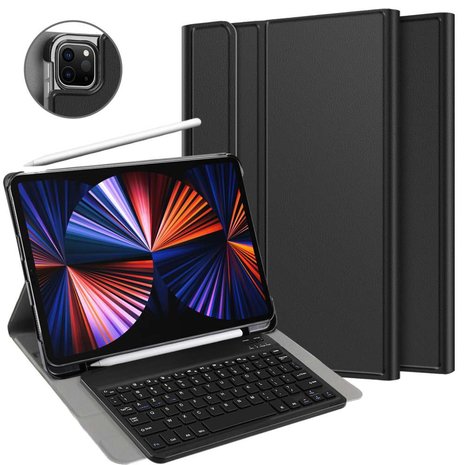 Just in Case Slimline Bluetooth Keyboard AZERTY kunstleer hoes voor iPad Pro 12.9 (2021) - zwart