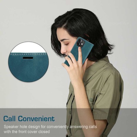 Caseme Slim Retro Wallet kunstleer hoesje voor iPhone 12 en iPhone 12 Pro - blauw