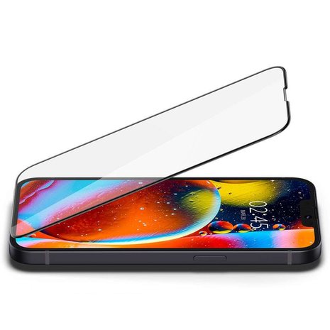Spigen Screenprotector Full Cover Glass screenprotector voor iPhone 13 en iPhone 13 Pro - zwart
