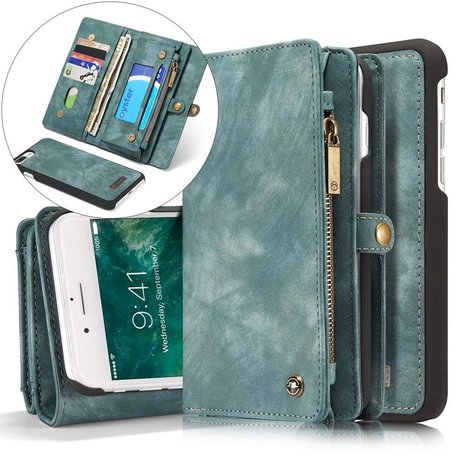 afbreken Overdreven Donder Caseme Retro Wallet splitleder hoesje voor iPhone 7 Plus en iPhone 8 Plus -  blauw