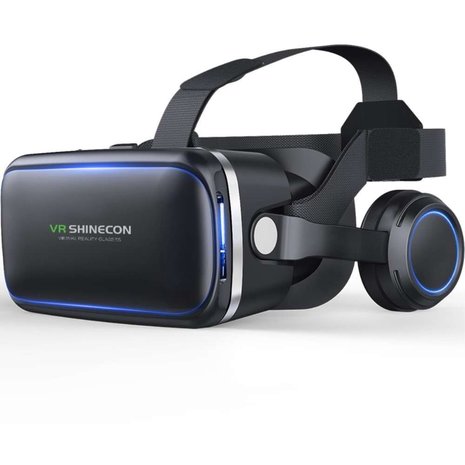 VR SHINECON Virtual Reality Bril met koptelefoon voor 4-6 inch smartphones - Zwart