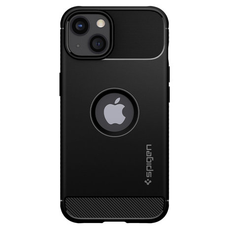 Spigen Rugged Armor TPU met Air Cushion carbonvezels hoesje voor iPhone 13 mini - zwart