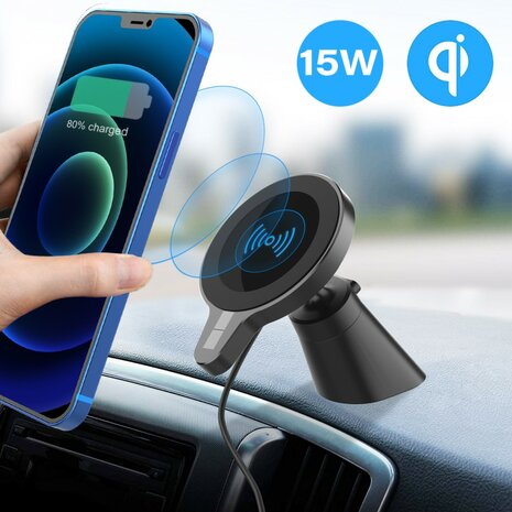 charme meubilair kas Magnetische Draadloze 15W Qi Oplader en Telefoonhouder voor auto dashboard  en ventilatierooster