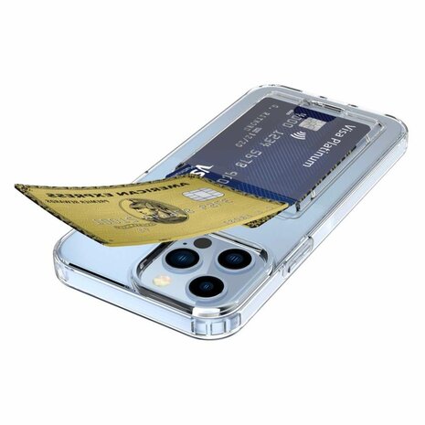 Just in Case Soft TPU Card Holder Case hoesje voor iPhone 13 Pro Max - transparant