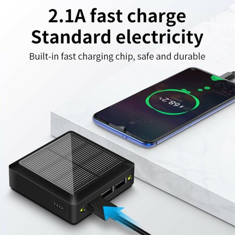 handboeien fusie vergaan Solar Powerbank Oplader op Zonne-energie 10000mAh 3 USB-A Poorten met USB-C  en Micro-