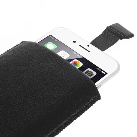 Lederen insteekhoesje iPhone 6 6s 7 8 SE 2020 SE 2022 Zwarte inschuif hoesje Leder