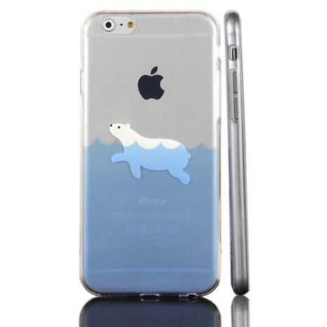 IJsbeer hoesje iPhone 6 Plus 6s Plus Polar bear TPU doorzichtig case