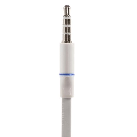 Langston In-Ear Oordopjes 3.5 mm Flat cable Witte oortjes knopje mic Noodle kabel