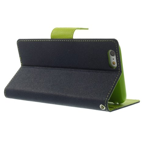 Mercury Goospery blauwe wallet Bookcase iPhone 6 Plus 6s Plus Donkerblauw lederen portemonnee hoesje