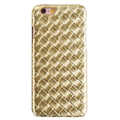 Stevig gouden hardcase iPhone 5/5s en SE 2016 geweven 3D structuur Luxe cover