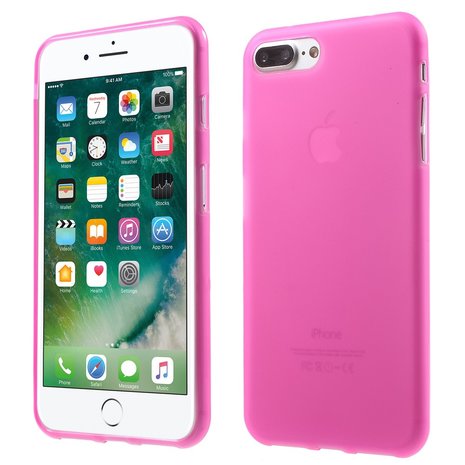 Effen roze hoesje iPhone 7 Plus 8 Plus Pink cover Silicone case