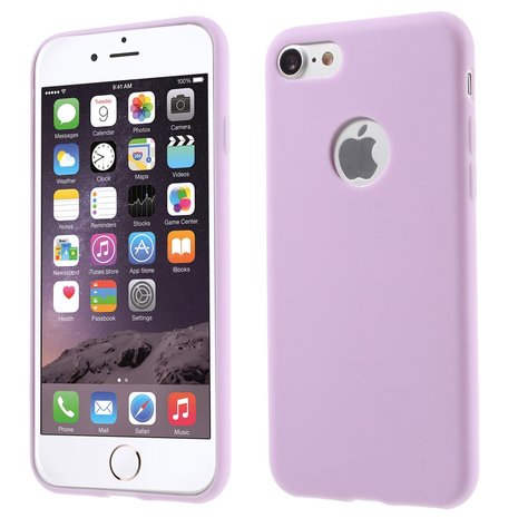 Silicone hoesje Paars iPhone 7 8 Effen paarse cover Purple case