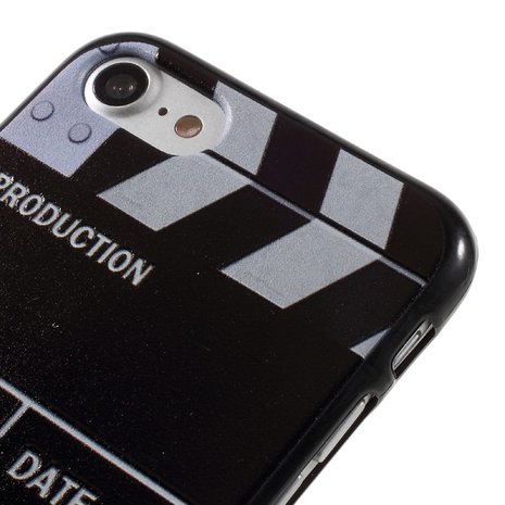 Movie hoesje iPhone 7 8 SE 2020 SE 2022 Filmklapper cover Zwart wit Silicone TPU case