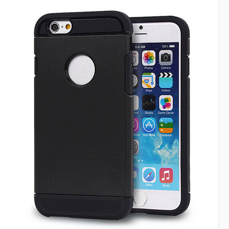 nieuws Romantiek barricade Zwart Shockproof hoesje iPhone 6 Plus / 6s Plus Zeer stevige TPU case