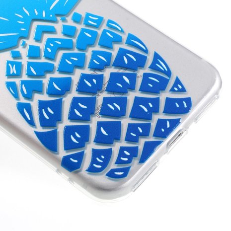 Blauwe ananas case TPU iPhone 7 8 SE 2020 SE 2022 Doorzichtig hoesje Blue