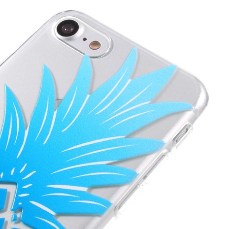 Blauwe ananas case TPU iPhone 7 8 SE 2020 SE 2022 Doorzichtig hoesje Blue